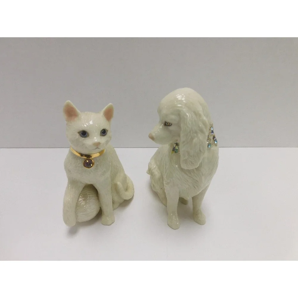 Two Lenox Figurines Cocker-Spaniel w/ Gem Collar & Cat w/Gem Collar DW799